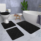 Bathroom Rugs 4 Piece Ultra Soft & Non-Slip Memory Foam Bath Mats for Bathroom, Absorbent Quick-Drying Bath Mats for Shower Bathroom Floor Rugs Black