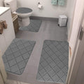 Bathroom Rugs 4 Piece Ultra Soft & Non-Slip Memory Foam Bath Mats for Bathroom, Absorbent Quick-Drying Bath Mats for Shower Bathroom Floor Rugs Dark Gray