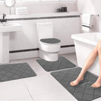 Bathroom Rugs 4 Piece Ultra Soft & Non-Slip Memory Foam Bath Mats for Bathroom, Absorbent Quick-Drying Bath Mats for Shower Bathroom Floor Rugs Dark Gray
