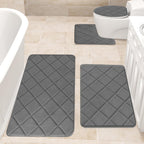 Bathroom Rugs 4 Piece Ultra Soft & Non-Slip Memory Foam Bath Mats for Bathroom, Absorbent Quick-Drying Bath Mats for Shower Bathroom Floor Rugs Dark Gray