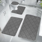 Bathroom Rugs 4 Piece Ultra Soft & Non-Slip Memory Foam Bath Mats for Bathroom, Absorbent Quick-Drying Bath Mats for Shower Bathroom Floor Rugs Dark Gray