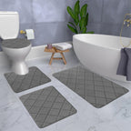 Bathroom Rugs 4 Piece Ultra Soft & Non-Slip Memory Foam Bath Mats for Bathroom, Absorbent Quick-Drying Bath Mats for Shower Bathroom Floor Rugs Dark Gray