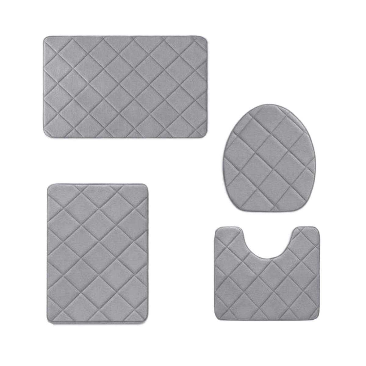 Bathroom Rugs 4 Piece Ultra Soft & Non-Slip Memory Foam Bath Mats for Bathroom, Absorbent Quick-Drying Bath Mats for Shower Bathroom Floor Rugs Gray