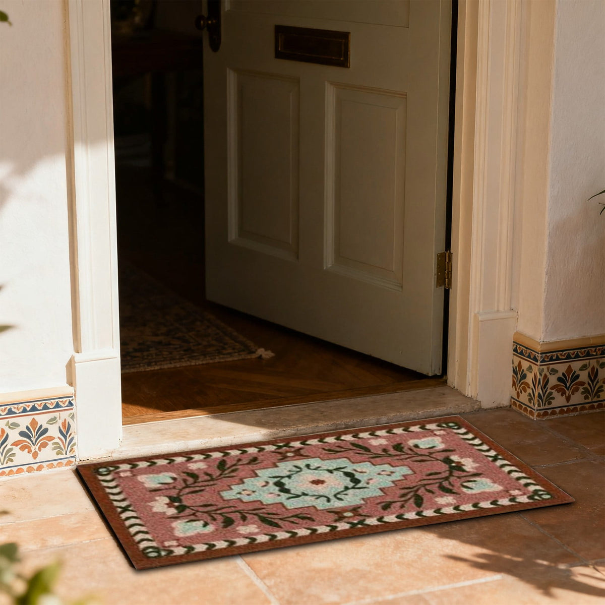 1 Carpet Doormat 60X40cm Coconut Coir Entrance Mat Non Outdoor Rug for Front Door Patio and Kitchen One Size Khaki