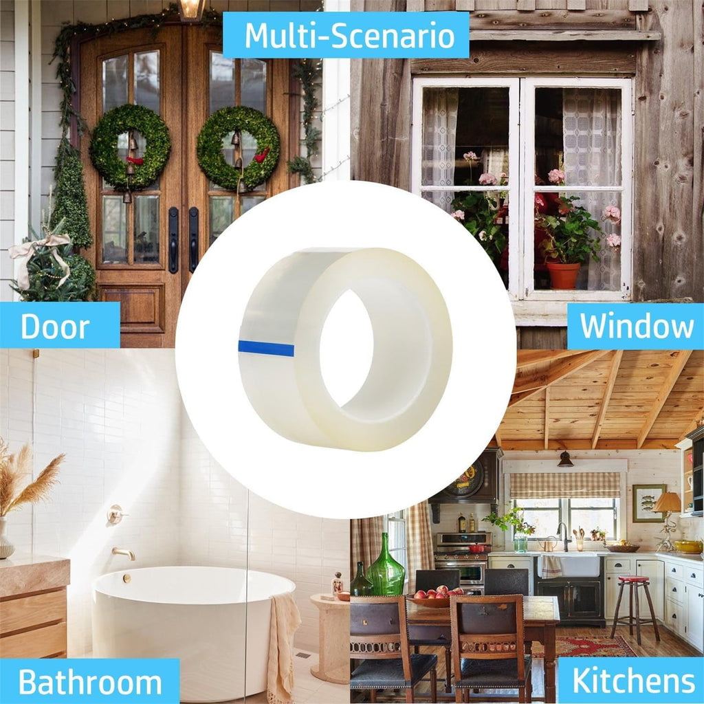 Clear Window Weather Sealing Tape Weather Stripping Insulation Caulk Tape for Doors Shower Glass Bathroom , 0.5mm x 5cm x 10m