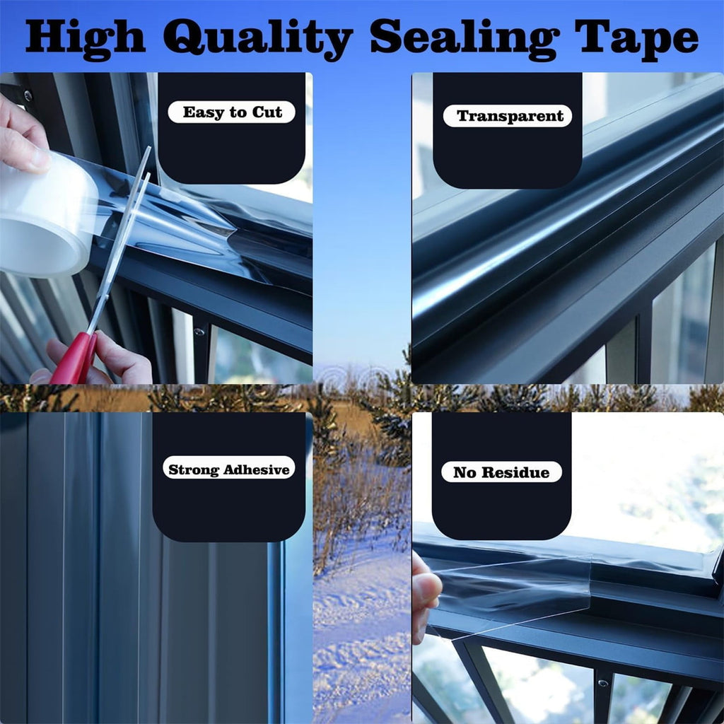 Clear Window Weather Sealing Tape Weather Stripping Insulation Caulk Tape for Doors Shower Glass Bathroom , 0.5mm x 5cm x 10m