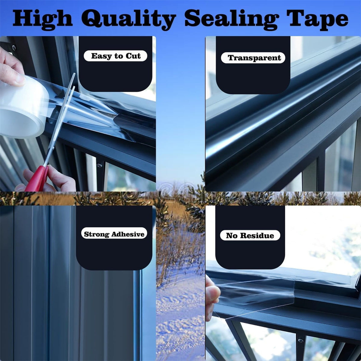 Clear Window Weather Sealing Tape Weather Stripping Insulation Caulk Tape for Doors Shower Glass Bathroom , 0.5mm x 5cm x 10m