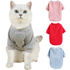 LGCASL Pet Hoodie, Dog Winter Sweater Cat Warm Clothes Pet Sweater Round Neck Solid Color Thickening Cat Dog Knitwear Sweater for Cats Or Dogs in Cold Season (Light Blue, S) S Light blue