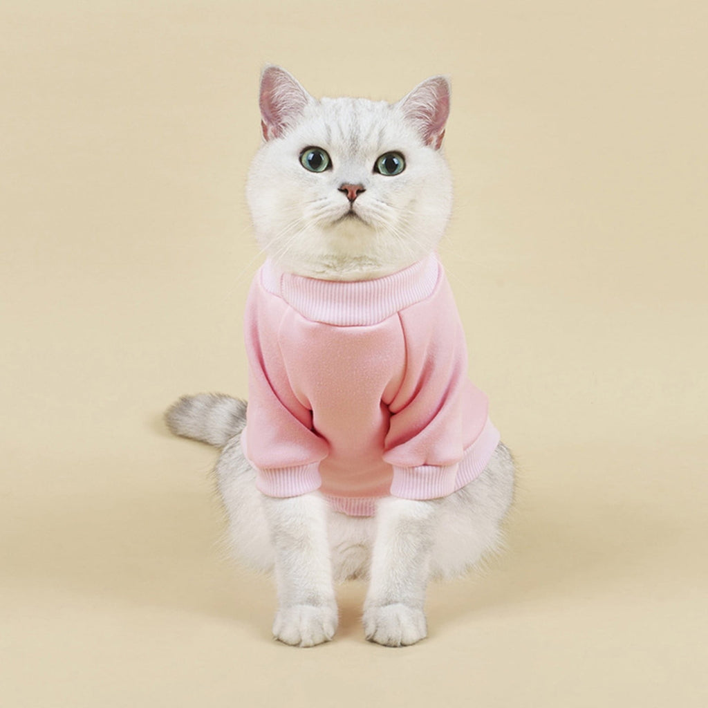LGCASL Pet Hoodie, Dog Winter Sweater Cat Warm Clothes Pet Sweater Round Neck Solid Color Thickening Cat Dog Knitwear Sweater for Cats Or Dogs in Cold Season (Light Blue, S) S Pink