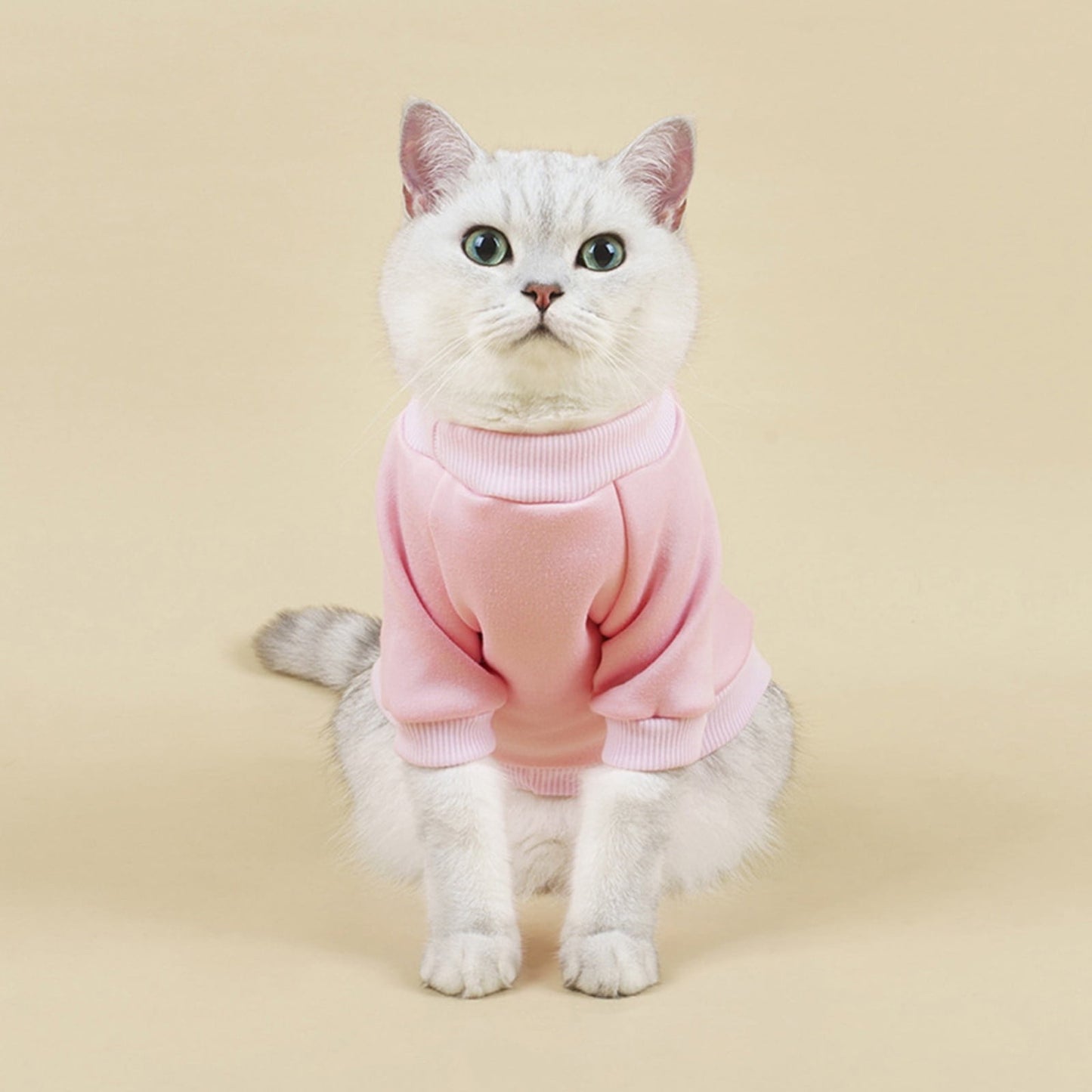 LGCASL Pet Hoodie, Dog Winter Sweater Cat Warm Clothes Pet Sweater Round Neck Solid Color Thickening Cat Dog Knitwear Sweater for Cats Or Dogs in Cold Season (Light Blue, S) S Pink