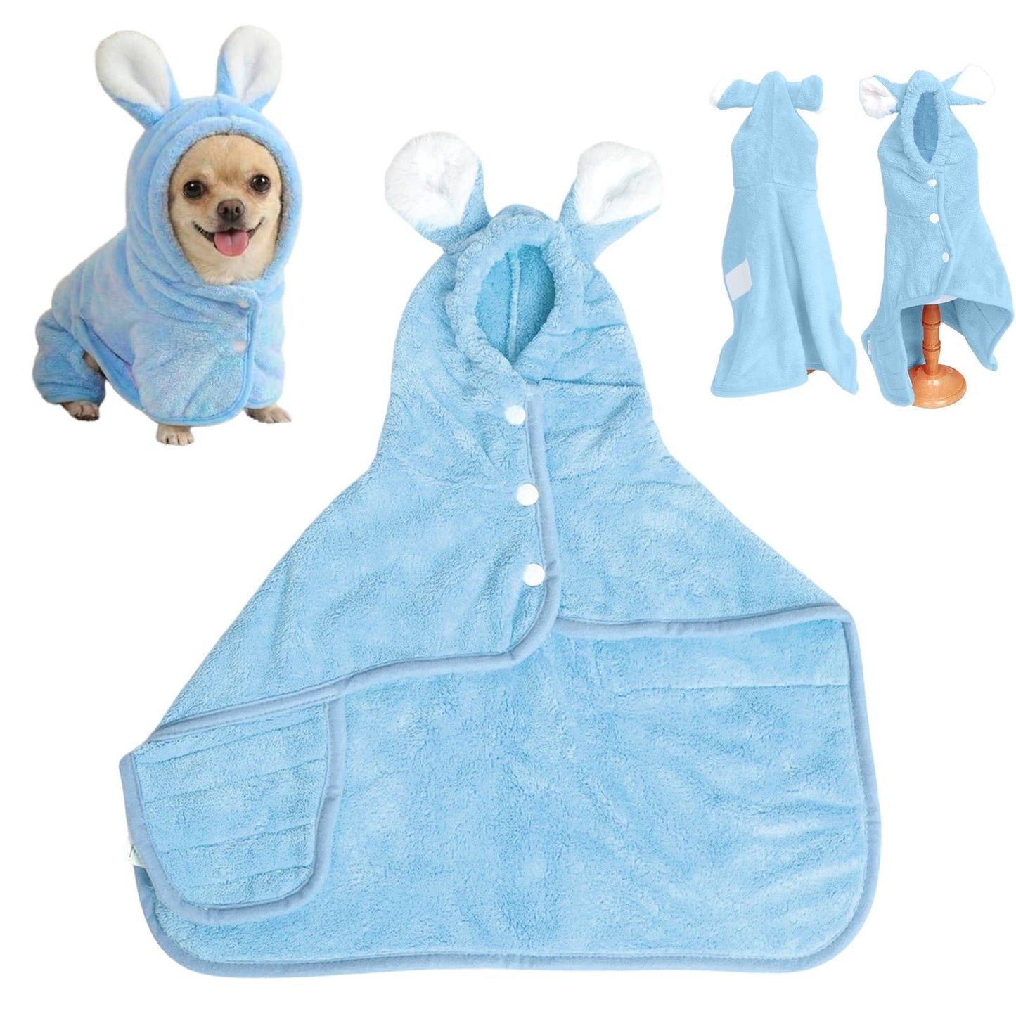 LGCASL 2026 New Puppy Bathrobe with Hood, Dog Bathrobe Absorbent Towel for Small Dogs Fast Drying Dog Robe Coat with Hood Puppy Towel Wrap Pet Grooming After Shower (Blue, Xs) XL Blue
