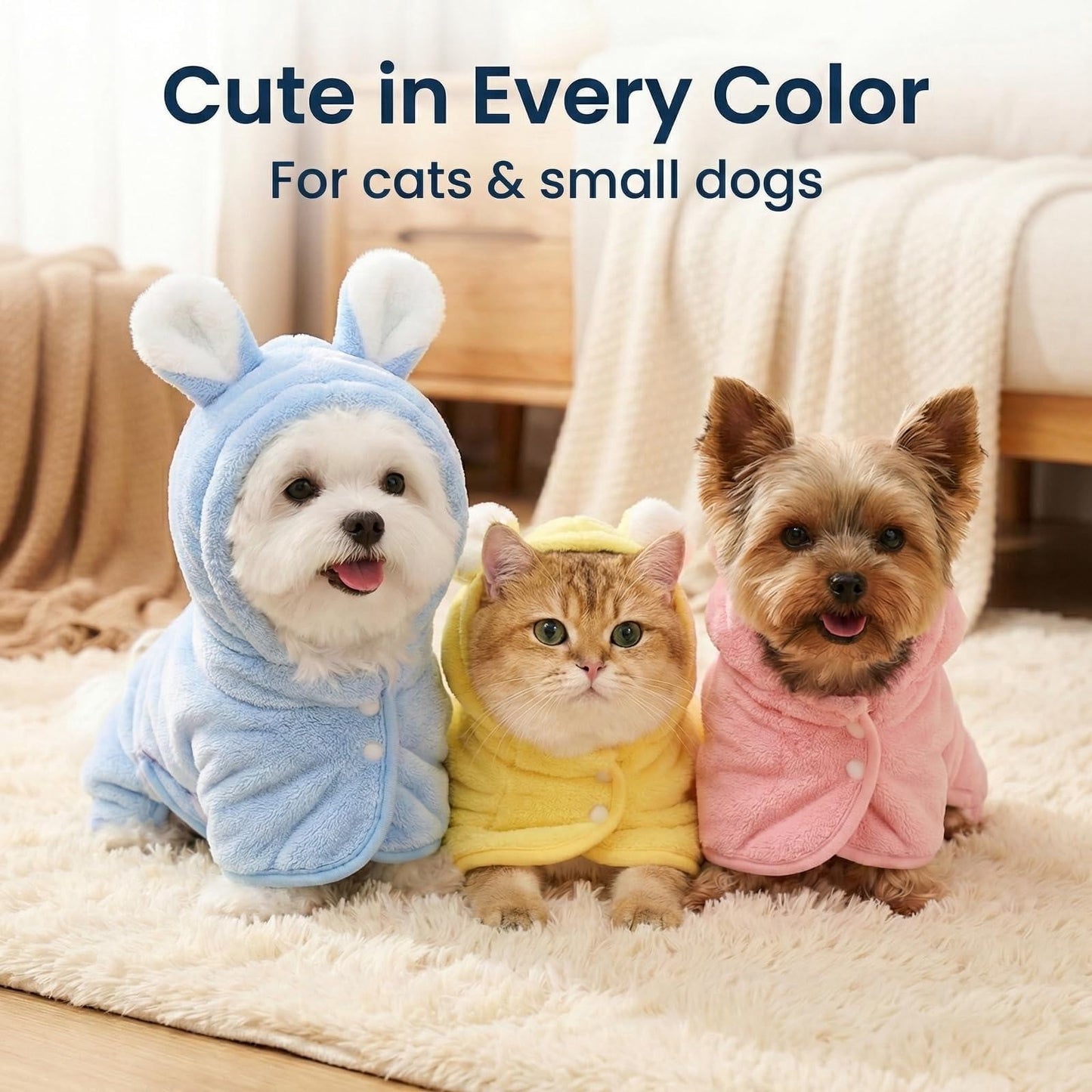 LGCASL 2026 New Puppy Bathrobe with Hood, Dog Bathrobe Absorbent Towel for Small Dogs Fast Drying Dog Robe Coat with Hood Puppy Towel Wrap Pet Grooming After Shower (Blue, Xs) XL Blue