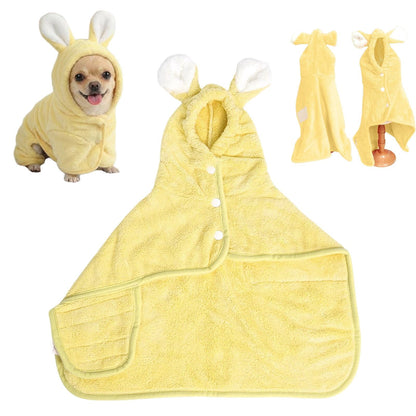 LGCASL 2026 New Puppy Bathrobe with Hood, Dog Bathrobe Absorbent Towel for Small Dogs Fast Drying Dog Robe Coat with Hood Puppy Towel Wrap Pet Grooming After Shower (Blue, Xs) XS Yellow