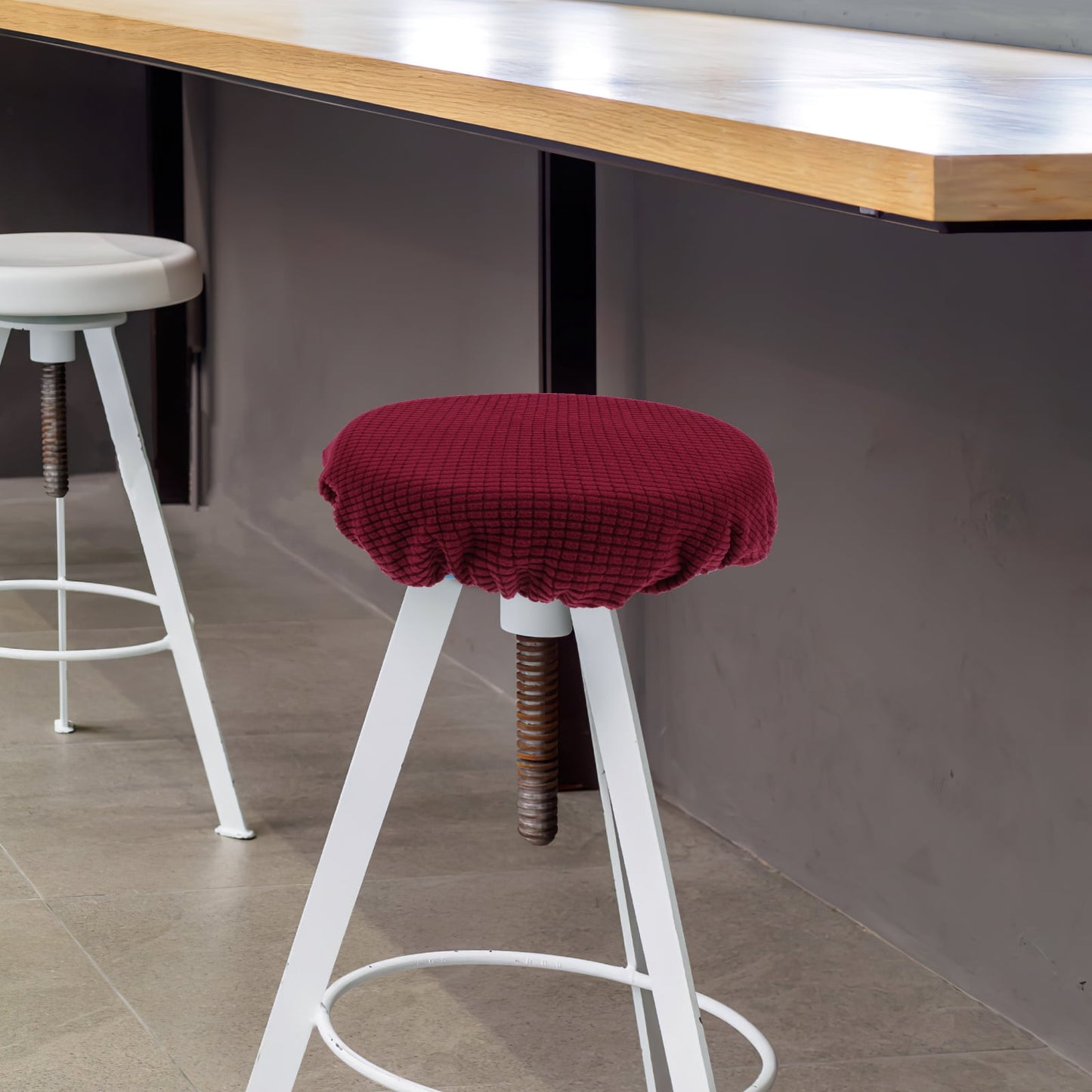 Ortofally Bar Stool Covers Stretchy Round Chair Covers Slipcover Washable Stool Cushion Elastic Bar Chair Covers Grey 27.5X17.5X6CM Dark Red
