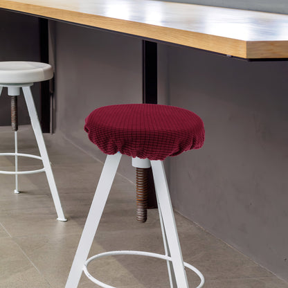 Ortofally Bar Stool Covers Stretchy Round Chair Covers Slipcover Washable Stool Cushion Elastic Bar Chair Covers Grey 27.5X17.5X6CM Dark Red