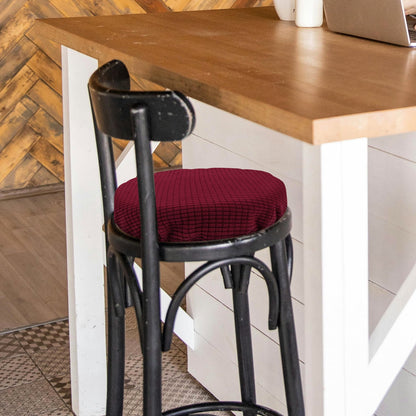 Ortofally Bar Stool Covers Stretchy Round Chair Covers Slipcover Washable Stool Cushion Elastic Bar Chair Covers Grey 27.5X17.5X6CM Dark Red