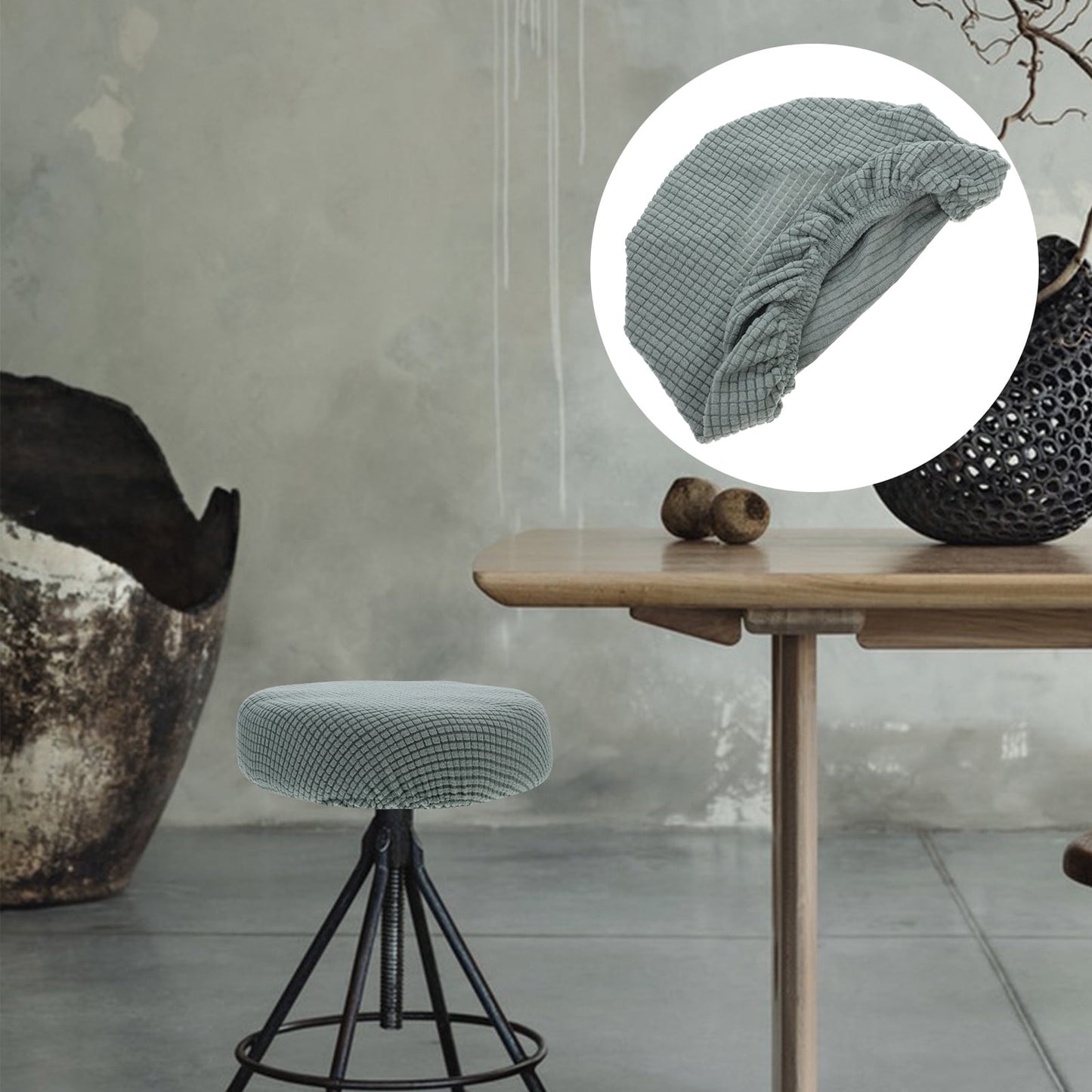 Ortofally Bar Stool Covers Stretchy Round Chair Covers Slipcover Washable Stool Cushion Elastic Bar Chair Covers Grey 1.60X1.50X1.50CM Green