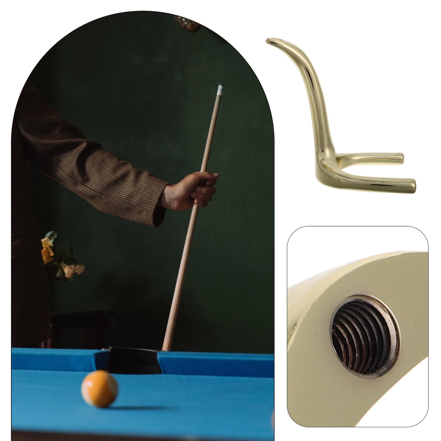 SWETRACE 1Pcs Elegant Copper Billiards Bridge Head for Pool Sticks and Rooms Stability