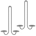 2 pc Wall Mounted Hanging Candle Holder Candlestick Sconces Black Wall Decor
