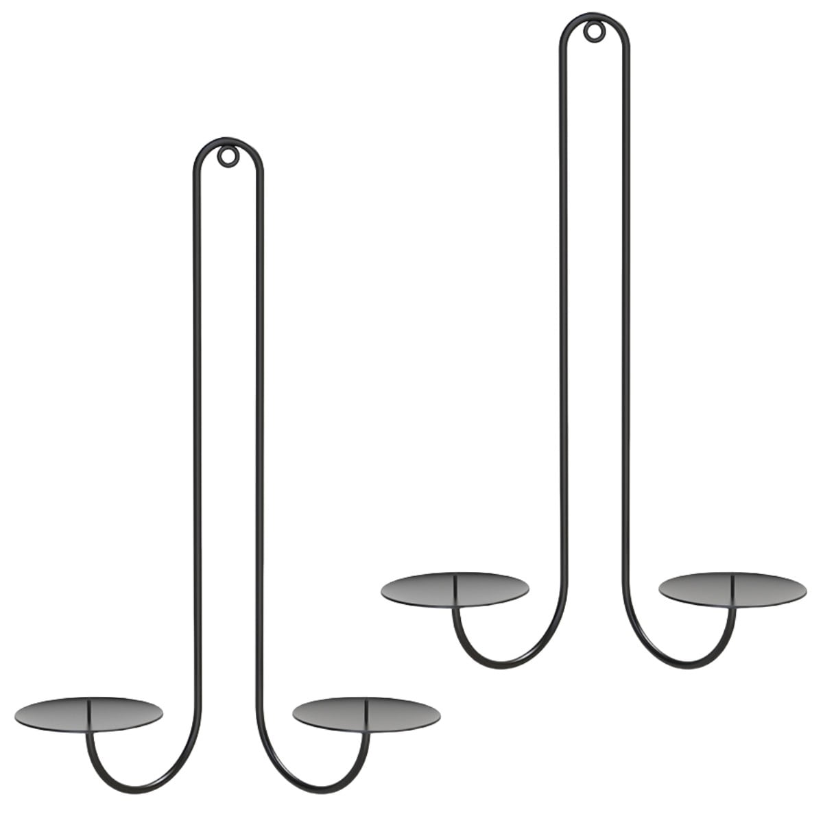 2 pc Wall Mounted Hanging Candle Holder Candlestick Sconces Black Wall Decor