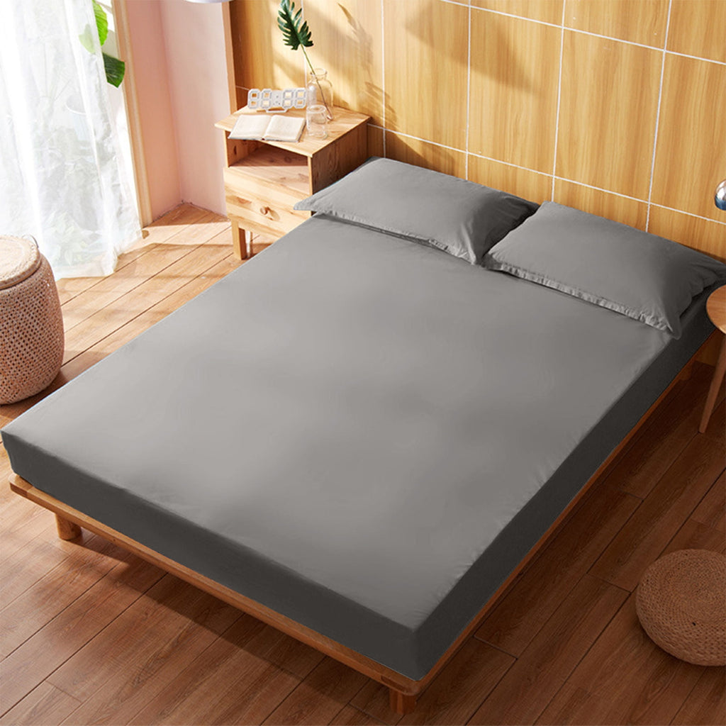 King Size Fitted Sheet, 100% Egyptian Cotton, Deep Pocket Premium Cotton Mattress Sheet,Double Bed Fitted Sheet Piece Non-Slip Fixed Bed Cover, Gray