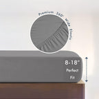 King Size Fitted Sheet, 100% Egyptian Cotton, Deep Pocket Premium Cotton Mattress Sheet,Double Bed Fitted Sheet Piece Non-Slip Fixed Bed Cover, Gray