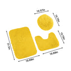 3 Piece Bathroom Rug Set, Ultra Soft Microfiber Non-Slip Water Absorbent Bath Mat, Contour Mat and Toilet Lid Cover, Machine Washable, Yellow