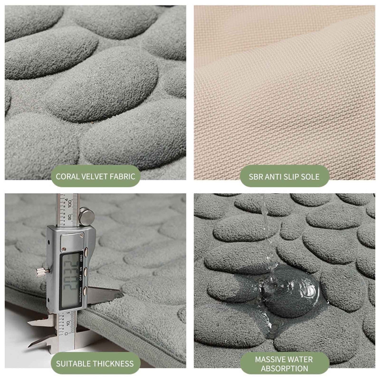 40 x 24 Inch Cotton Bathroom Floor Mat - Super Soft, Water Absorbent, Non-Slip, Machine Washable, Ideal for Bathroom, Bedroom, and Kitchen Black