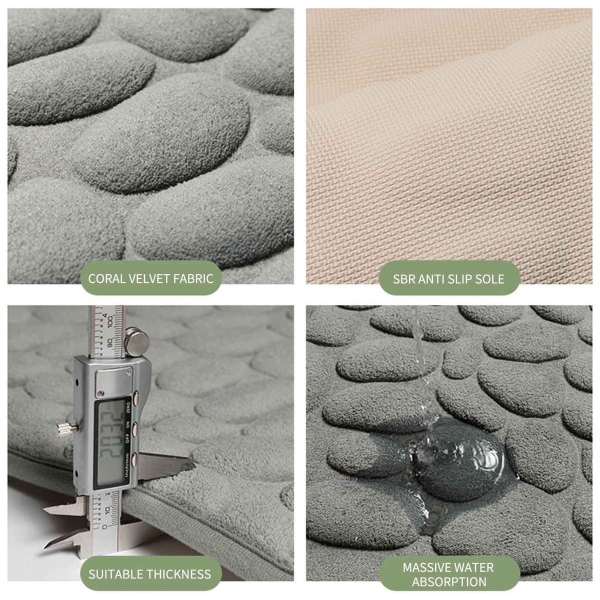 40 x 24 Inch Cotton Bathroom Floor Mat - Super Soft, Water Absorbent, Non-Slip, Machine Washable, Ideal for Bathroom, Bedroom, and Kitchen Black