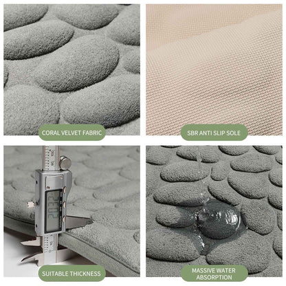40 x 24 Inch Cotton Bathroom Floor Mat - Super Soft, Water Absorbent, Non-Slip, Machine Washable, Ideal for Bathroom, Bedroom, and Kitchen Black