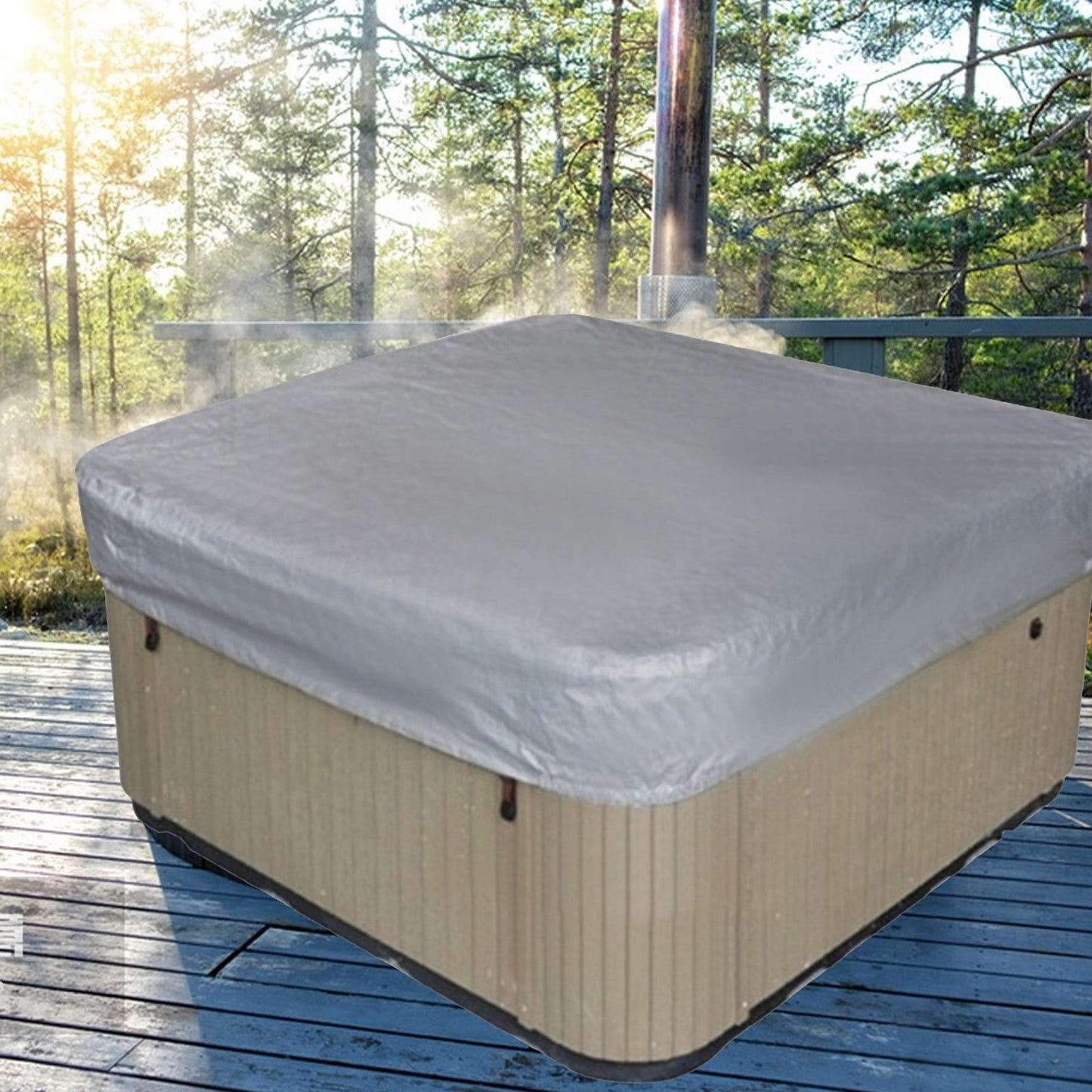 Square Hot Tub Cover - Outdoor Heavy Duty Protector for Patio Spas and Swimming Pools | Hard Covers For Hot Tub Waterproof Dust Cover for Hot Tubs, Jacuzzis, and Outdoor(Black -89.76x11.81") Coffee -84.64x11.81"