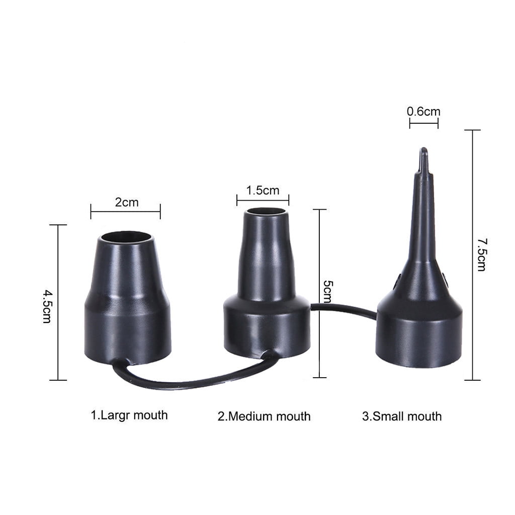 1 Piece 3-in-1 Plastic Nozzle Set for Air Pump, Pump Nozzle Head, Air Inflator Adaptor & Replacement Valves, 3, Inflation, Black, Size S