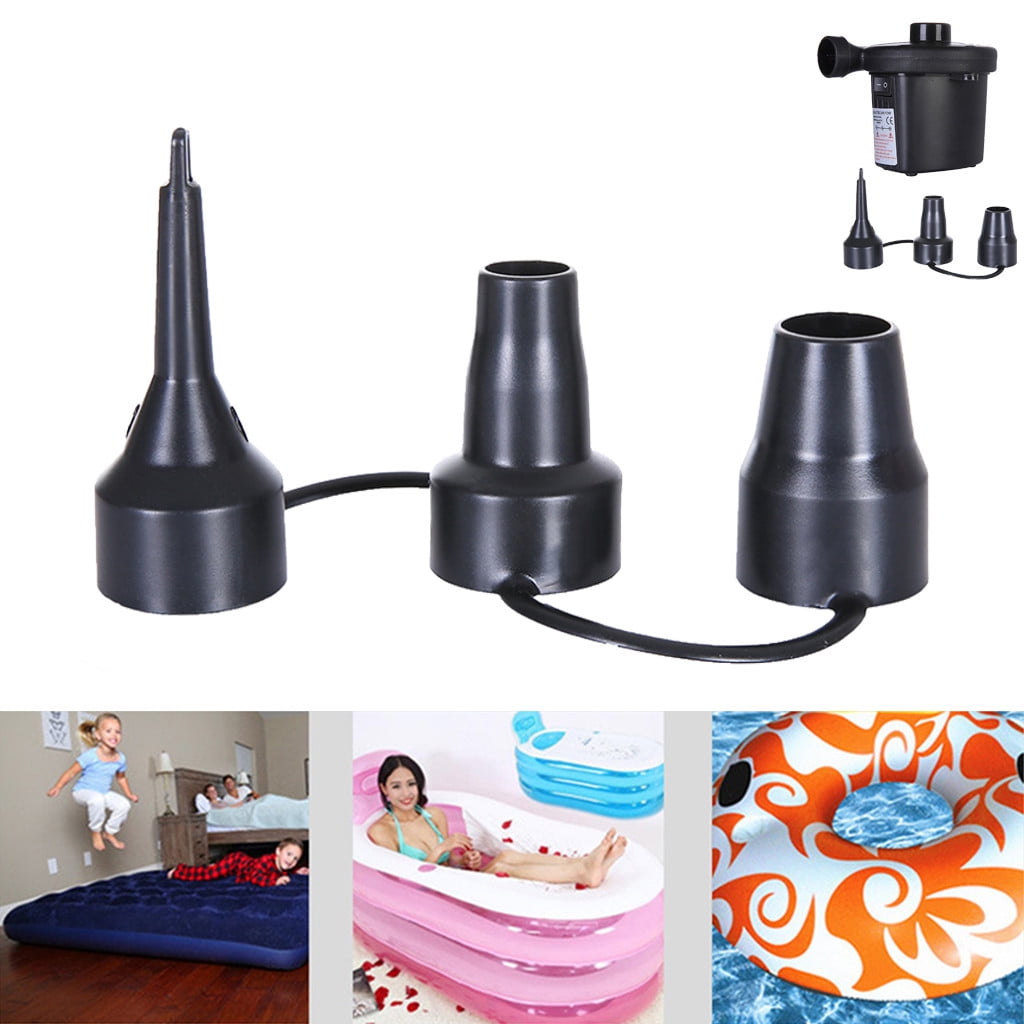 1 Piece 3-in-1 Plastic Nozzle Set for Air Pump, Pump Nozzle Head, Air Inflator Adaptor & Replacement Valves, 3, Inflation, Black, Size S