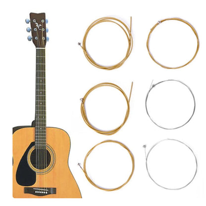 6 Sets Acoustic Guitar Strings,Acoustic Guitar Strings Well Balanced Tone Light Tension Guitar Replacement Steel String Corrosion Resistant Rust-Prevent Guitar String,For Beginners Performers (Gold) Gold(18PC)