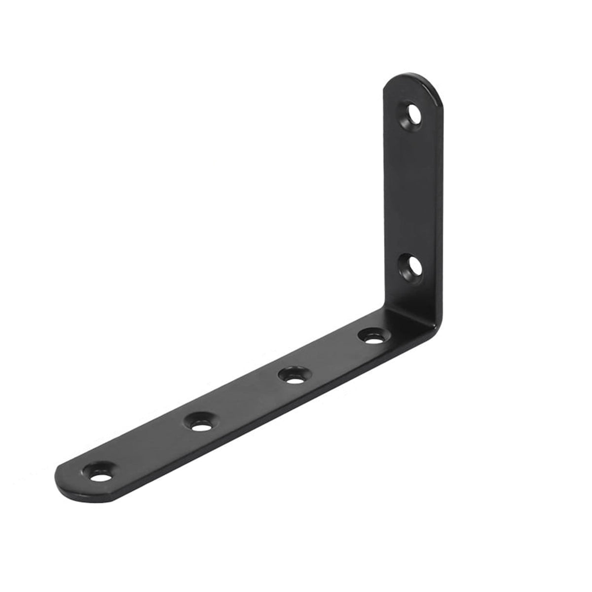 1 Pack L Corner Brackets Heavy Duty Black Metal Right Angle Braces for Wood Shelves Furniture Bedframe Cabinet Drawer Chair, 4.92" x 2.95"