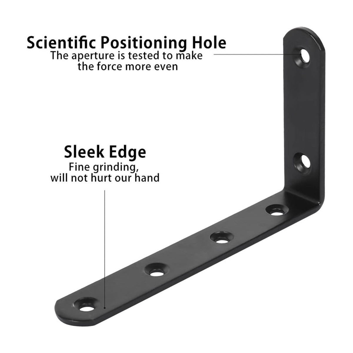 1 Pack L Corner Brackets Heavy Duty Black Metal Right Angle Braces for Wood Shelves Furniture Bedframe Cabinet Drawer Chair, 4.92" x 2.95"
