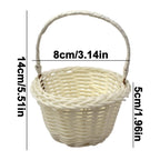 1 Piece Mini Small Wicker Basket,Wedding Flower Basket,3.14x1.96x5.51"Basket for Flower,Hand Woven Flower Basket,Kids Flower Stretch, Natural Hand Woven Easter Gift Basket with Handles,White BW1