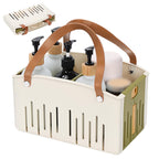Cotton Woven Basket with PU Leather Handle, Clothes Toys Candy Gifts Cotton Rope Organizer, Living Room Basket Bathroom Shower Storage Laundry Basket, Dog Cat Bed, Fall Basket, 11.02x8.66x4.33 11.02" x 7.09" x 6.5" Green