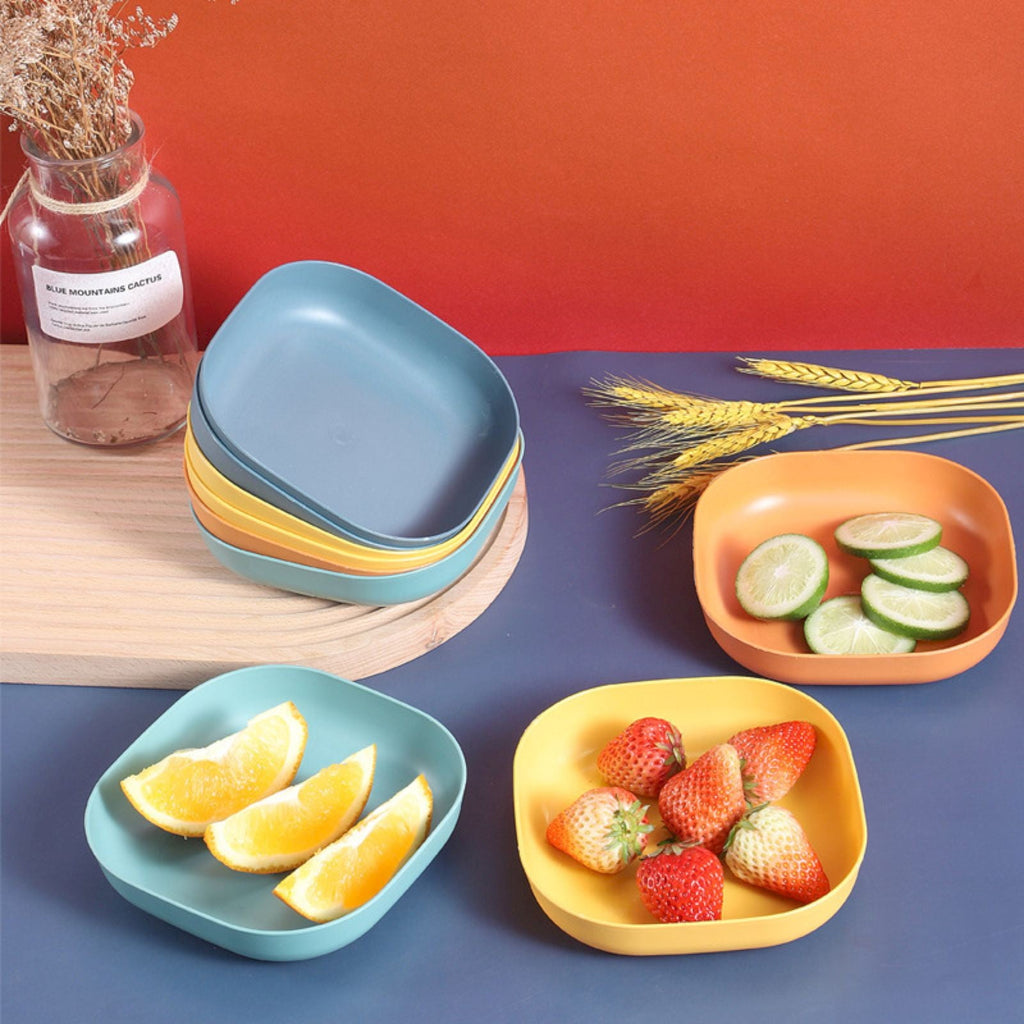 1Pc Square Cereal Bowls,Plastic Small Bowls For Kitchen,Reusable Lightweight Dinner Plate,Plastic Square Bowl,6 Inch Shallow Serving Bowls For Soup Salad Oatmeal Snack Dessert Ice Cream,Orange 5.51" x 5.51" x 1.18" Blue