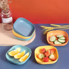 1Pc Square Cereal Bowls,Plastic Small Bowls For Kitchen,Reusable Lightweight Dinner Plate,Plastic Square Bowl,6 Inch Shallow Serving Bowls For Soup Salad Oatmeal Snack Dessert Ice Cream,Orange 5.51" x 5.51" x 1.18" Blue