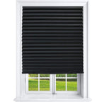Blackout Cordless Pleated Paper Blinds No Drill Self Adhesive Cut to Size for Bathroom Kitchen Living Room, Black 90x150cm and 90x180cm