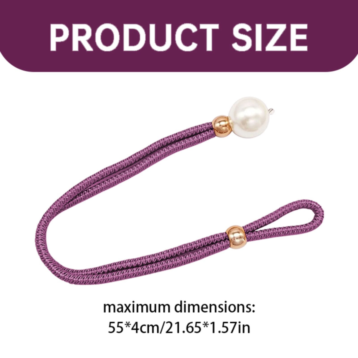 1 Piece Pearl Curtain Tieback, Adjustable Hand Woven Rope Holdback with Bead for Bedroom and Living Room Curtains, Purple, 21.56 x 1.57 inches