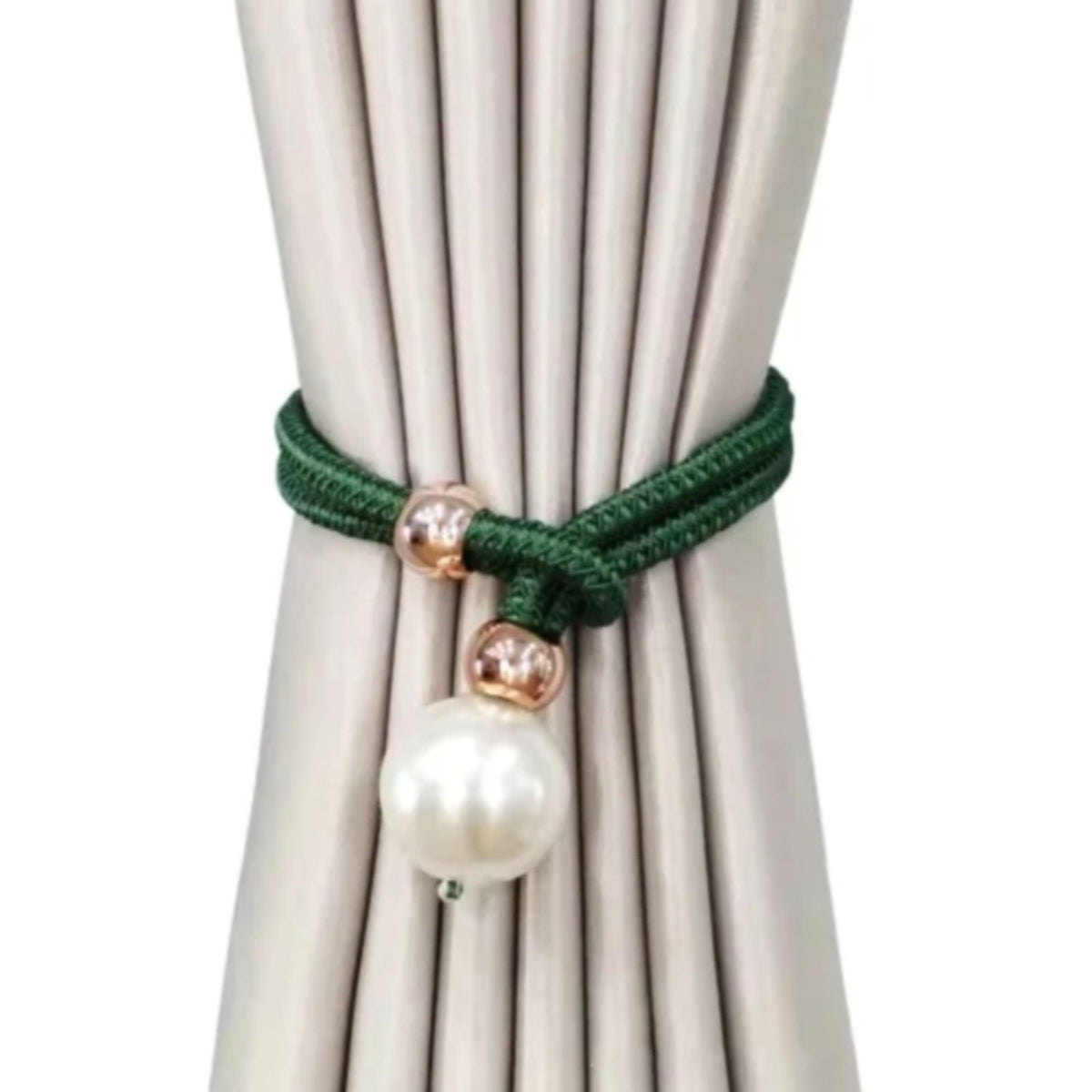 1 Piece Pearl Curtain Tieback, Adjustable Hand Woven Rope Holdback with Bead for Bedroom and Living Room Curtains, Purple, 21.56 x 1.57 inches