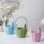 Woven Breads Baskets, Oval Small Fruit Baskets, Stackable Plastic Wicker Baskets for Serving Vegetables, Kitchen, Restaurant, Outdoor, Imitation Rattan, 1 Pcs, 7.48x5.11x2.75 4.88" x 8.19" Pink