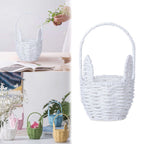 Woven Breads Baskets, Oval Small Fruit Baskets, Stackable Plastic Wicker Baskets for Serving Vegetables, Kitchen, Restaurant, Outdoor, Imitation Rattan, 1 Pcs, 7.48x5.11x2.75 4.88" x 8.19" White