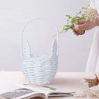 Woven Breads Baskets, Oval Small Fruit Baskets, Stackable Plastic Wicker Baskets for Serving Vegetables, Kitchen, Restaurant, Outdoor, Imitation Rattan, 1 Pcs, 7.48x5.11x2.75 4.88" x 8.19" White