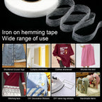No Sew Hemming Tape Double Sided, Fabric Adhesive Tape for Hemming Pants Curtains Dresses Clothes Crafting Projects, White, 1.5 cm x 1.2 cm
