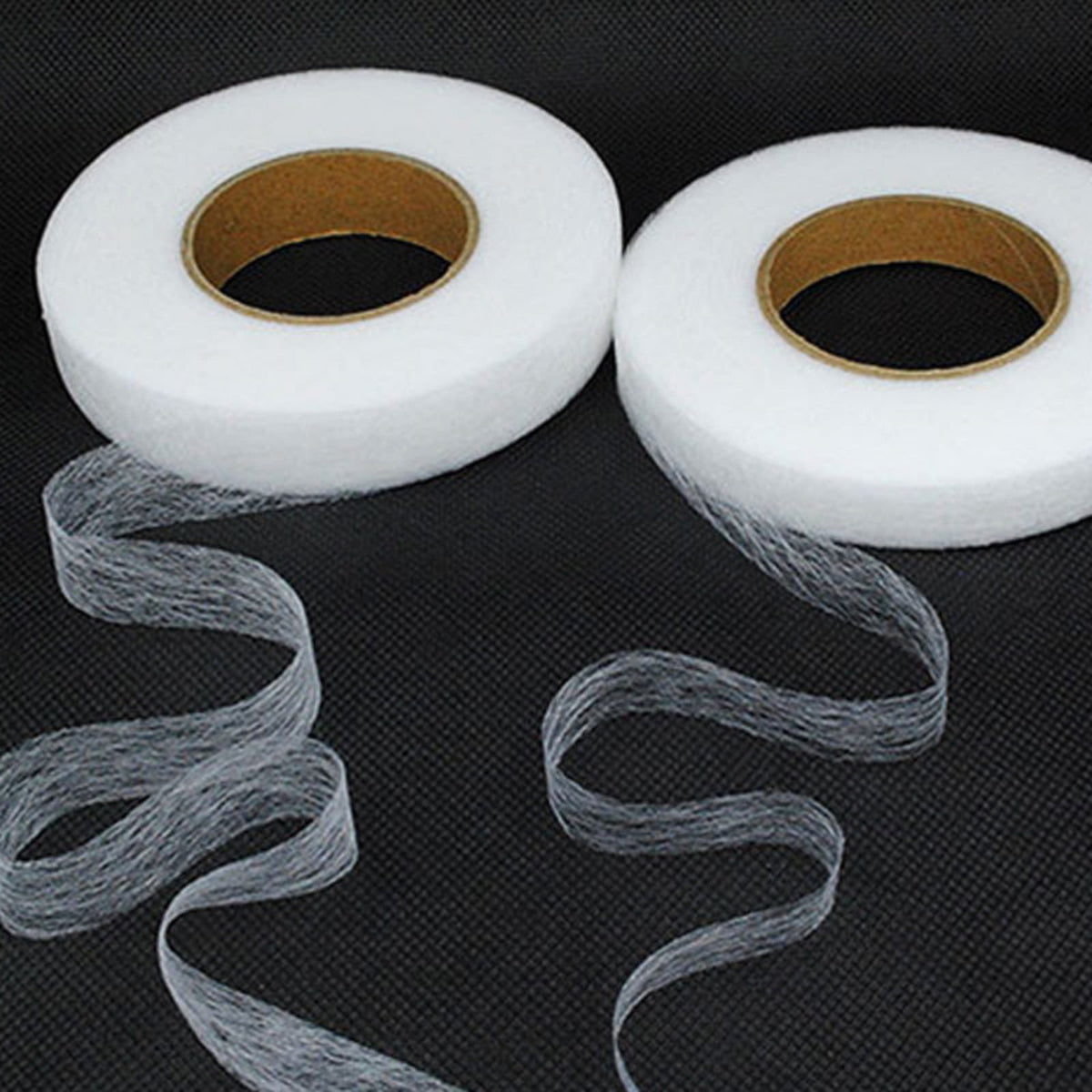 No Sew Hemming Tape Double Sided, Fabric Adhesive Tape for Hemming Pants Curtains Dresses Clothes Crafting Projects, White, 1.5 cm x 1.2 cm