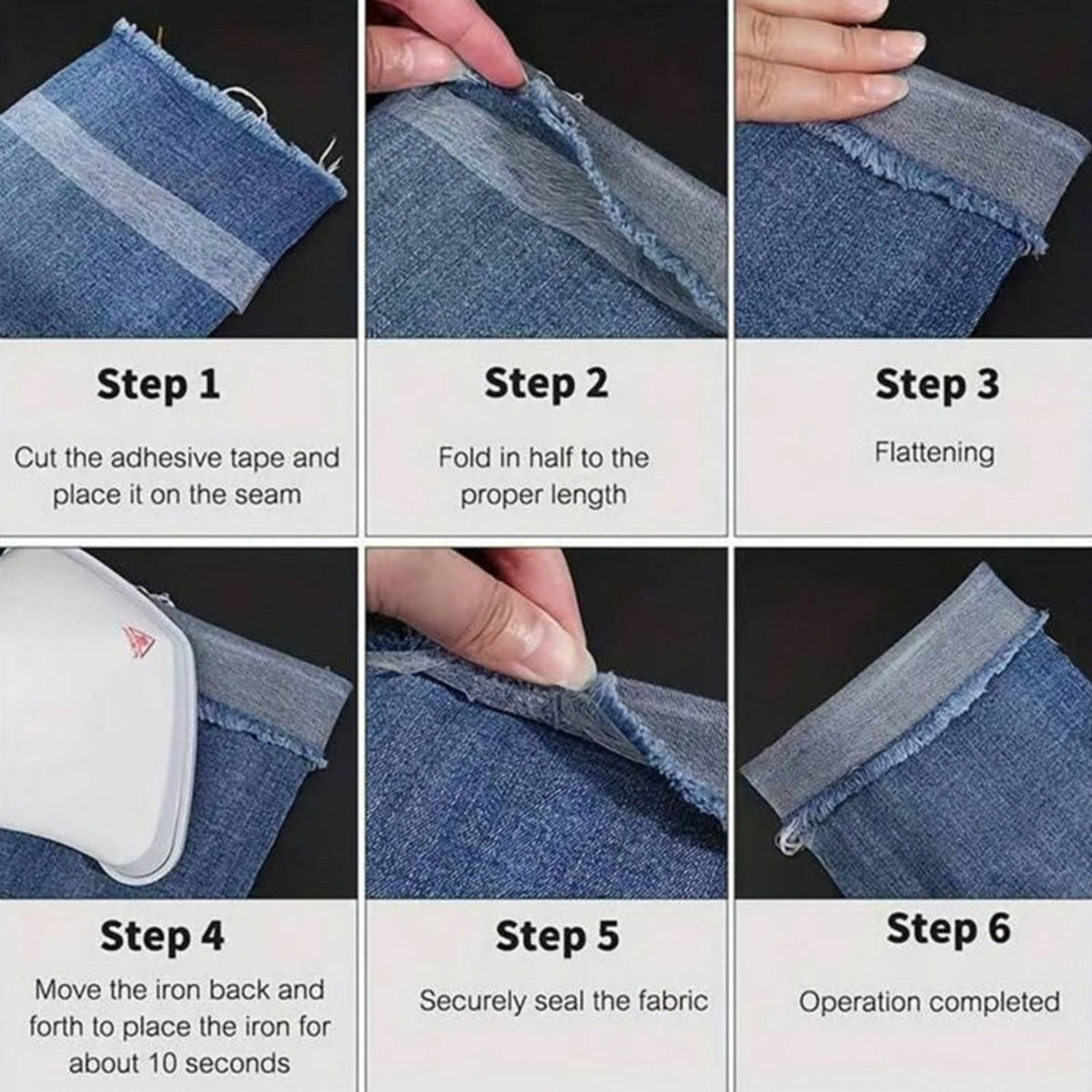 No Sew Hemming Tape Double Sided, Fabric Adhesive Tape for Pants Curtains Dresses Clothes, White, 1.5 cm 2 cm