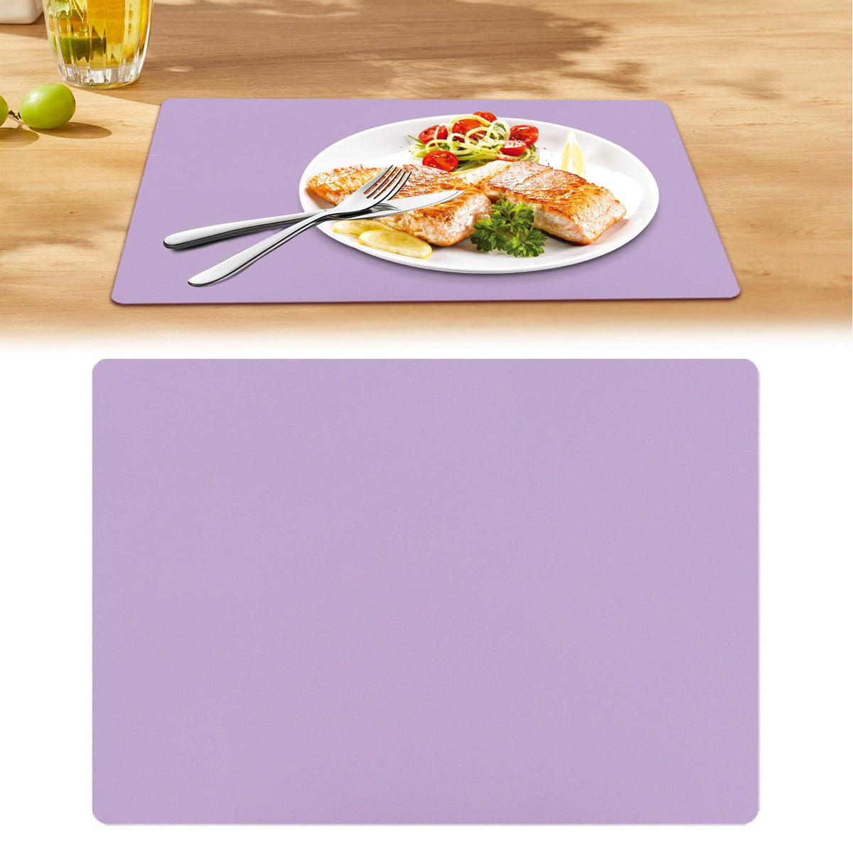 1 Piece Placemats,Plastic Table Mats, Rectangle Heat-Resistant Place Mat,Water-Proof Non-Slip Dining Table Mats,Wipeable Washable, Purple, 43 x 30 cm